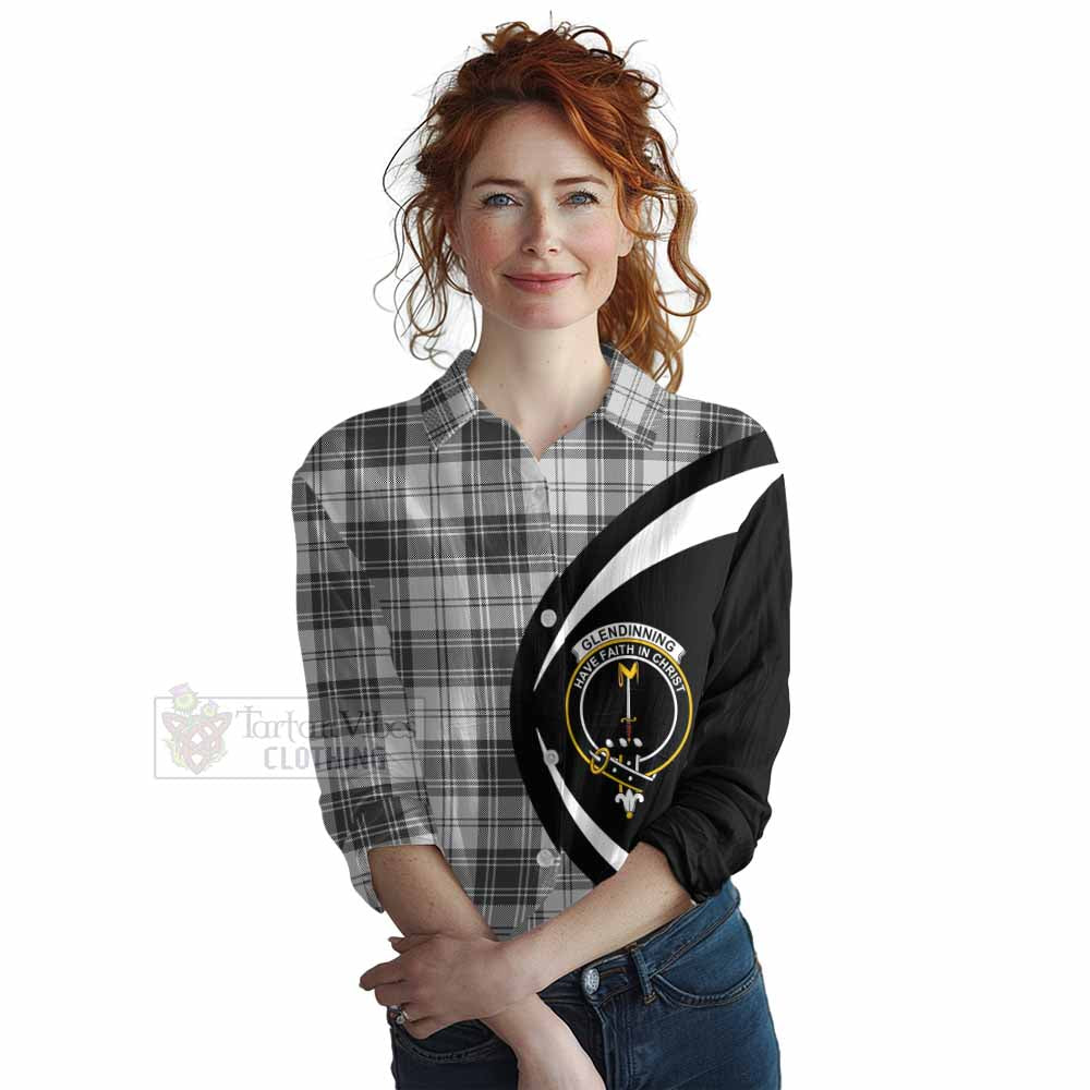 Tartan Vibes Clothing Glendinning Tartan Women's Casual Shirt with Family Crest Circle Style