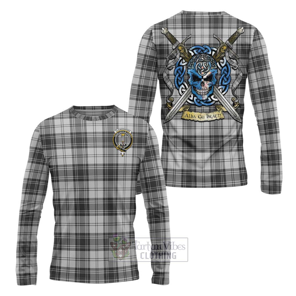 Glendinning Tartan Long Sleeve T-Shirt with Family Crest Celtic Skull Style Unisex - Tartan Vibes Clothing
