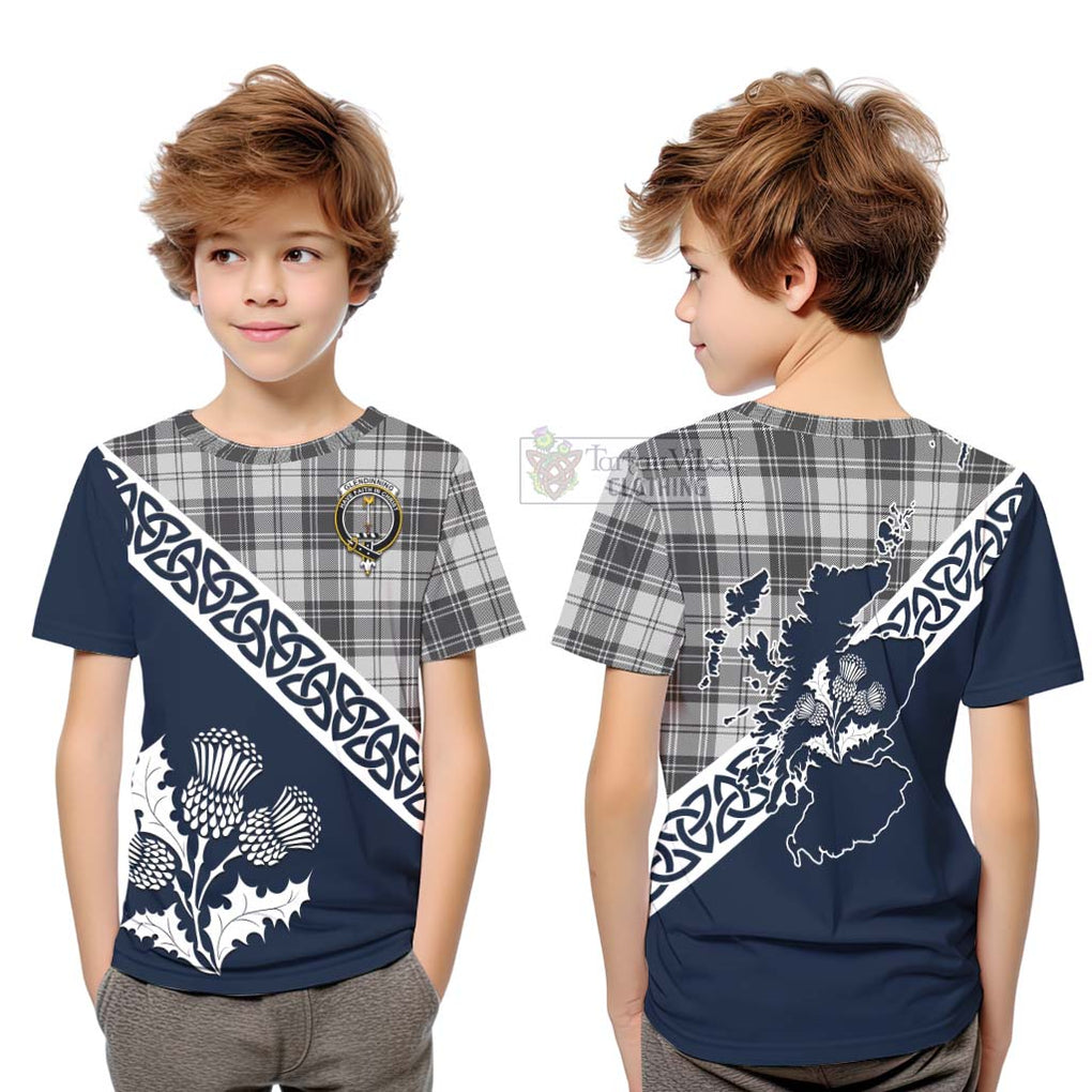 Glendinning Tartan Kid T-Shirt Featuring Thistle and Scotland Map Youth XL Size14 - Tartan Vibes Clothing