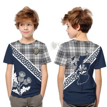 Glendinning Tartan Kid T-Shirt Featuring Thistle and Scotland Map Youth XL Size14 - Tartan Vibes Clothing