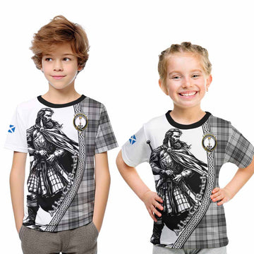 Glendinning Tartan Clan Crest Kid T-Shirt with Highlander Warrior Celtic Style Youth XL Size14 - Tartan Vibes Clothing