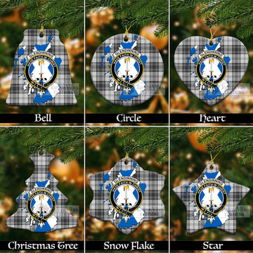 Glendinning Tartan Christmas Ceramic Ornaments with Family Crest and Scotland Map Ceramic - Tartan Vibes Clothing