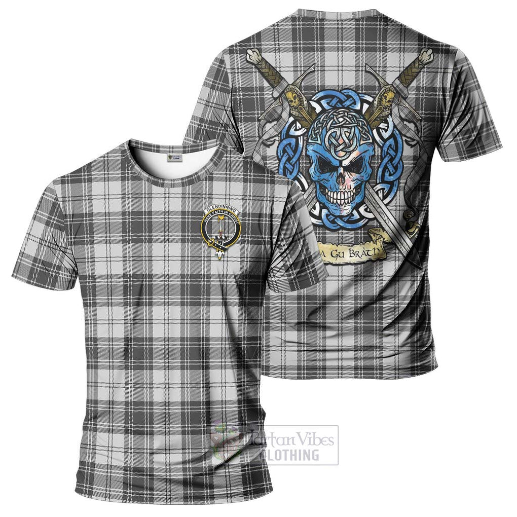 Glendinning Tartan T-Shirt with Family Crest Celtic Skull Style Kid's Shirt - Tartan Vibes Clothing