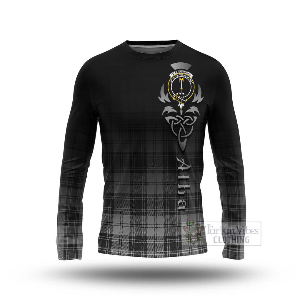 Glendinning Tartan Long Sleeve T-Shirt Featuring Alba Gu Brath Family Crest Celtic Inspired Unisex - Tartan Vibes Clothing