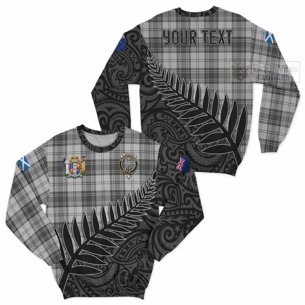 Tartan Vibes Clothing Glendinning Crest Tartan Sweatshirt with New Zealand Silver Fern Half Style
