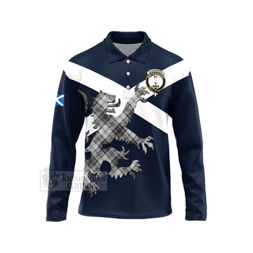 Glendinning Tartan Lion Rampant Long Sleeve Polo Shirt Proudly Display Your Heritage with Alba Gu Brath and Clan Name Unisex - Tartan Vibes Clothing