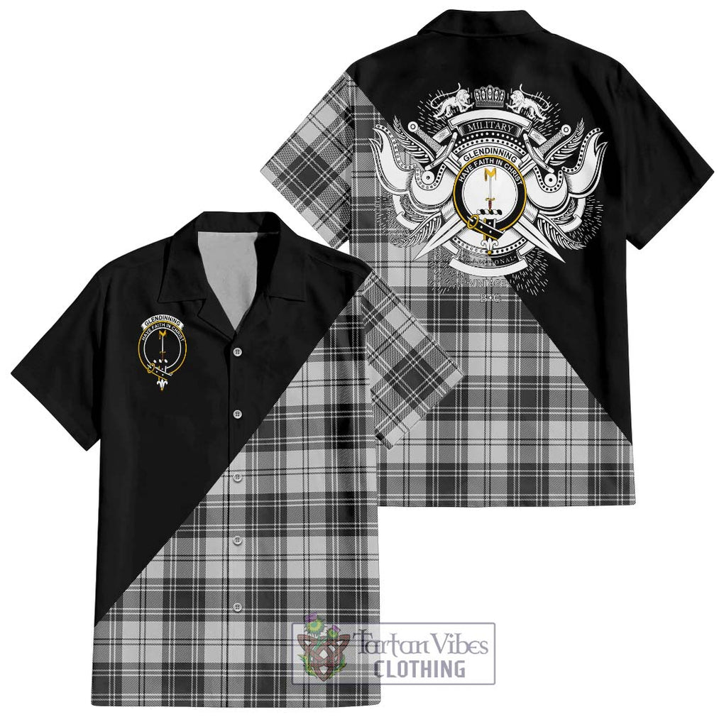Glendinning Tartan Hawaiian Shirt with Family Crest and Military Logo Style Kid - Tartan Vibes Clothing