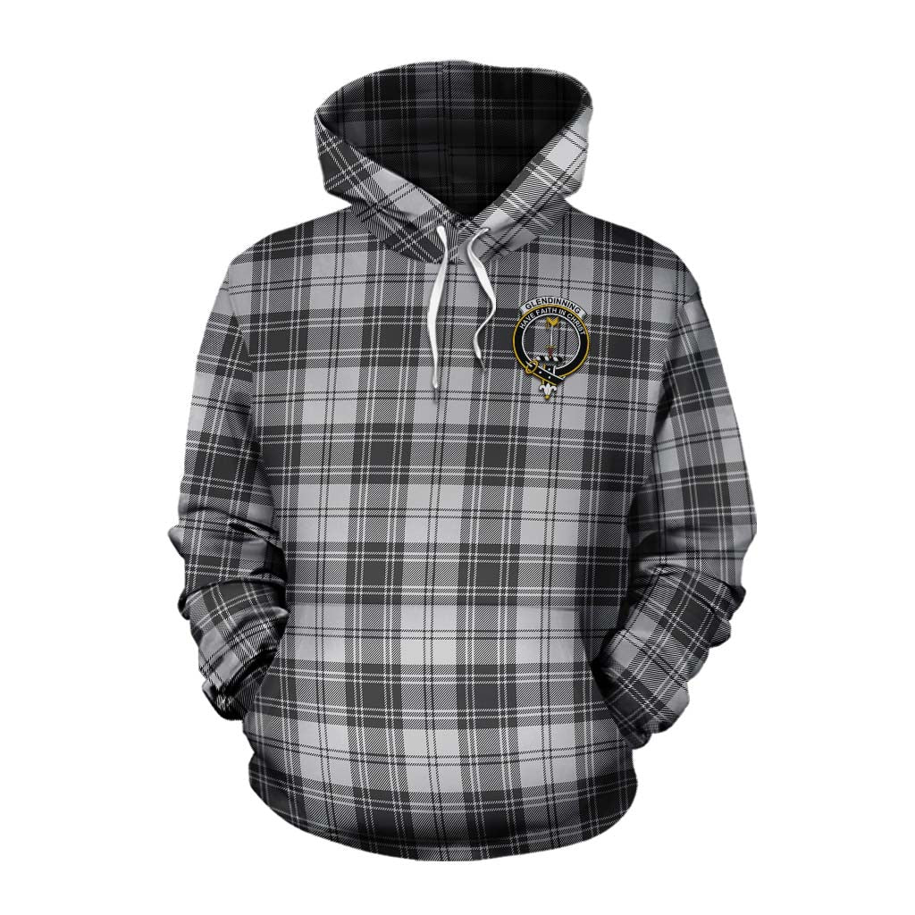 Glendinning Tartan Cotton Hoodie with Family Crest Celtic Skull Style Pullover Hoodie XS - Tartan Vibes Clothing
