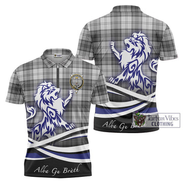 Glendinning Tartan Zipper Polo Shirt with Alba Gu Brath Regal Lion Emblem Unisex - Tartan Vibes Clothing