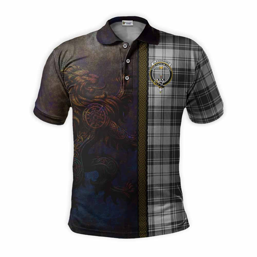 Glendinning Tartan Family Crest Polo Shirt Alba Gu Brath Be Brave Lion Ancient Style Kid - Tartan Vibes Clothing
