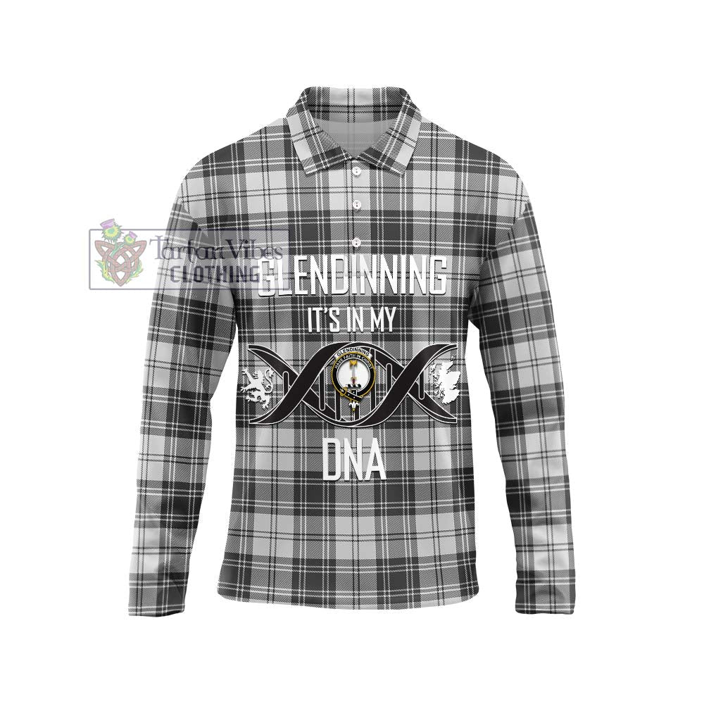 Glendinning Tartan Long Sleeve Polo Shirt with Family Crest DNA In Me Style Unisex - Tartan Vibes Clothing