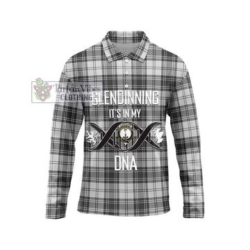 Glendinning Tartan Long Sleeve Polo Shirt with Family Crest DNA In Me Style Unisex - Tartan Vibes Clothing