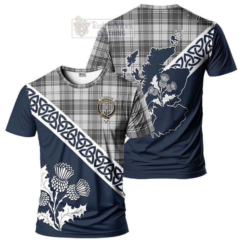 Glendinning Tartan T-Shirt Featuring Thistle and Scotland Map Kid's Shirt - Tartanvibesclothing Store