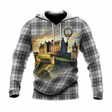 Glendinning Tartan Family Crest Knitted Hoodie with Scottish Ancient Castle Style Unisex Knitted Pullover Hoodie - Tartan Vibes Clothing