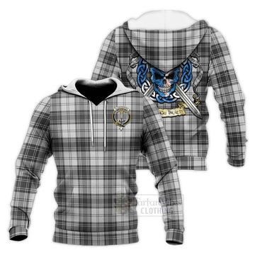 Glendinning Tartan Knitted Hoodie with Family Crest Celtic Skull Style Unisex Knitted Pullover Hoodie - Tartan Vibes Clothing