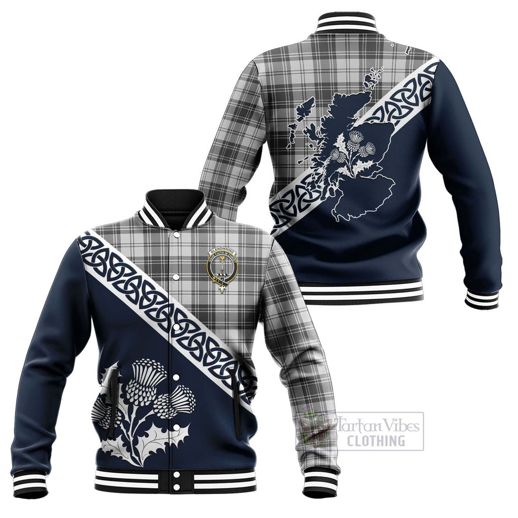 Glendinning Tartan Baseball Jacket Featuring Thistle and Scotland Map Unisex - Tartan Vibes Clothing