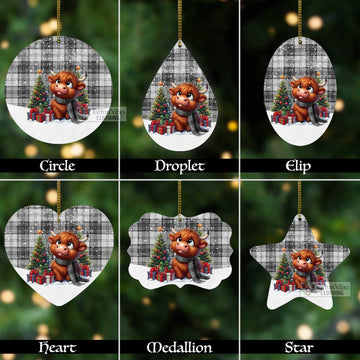 Glendinning Tartan Christmas Aluminium Ornament with Adorable Highland Coo Aluminium - Tartan Vibes Clothing