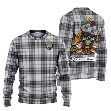 Glendinning Tartan Ugly Sweater with Family Crest and Bearded Skull Holding Bottles of Whiskey Unisex - Tartan Vibes Clothing