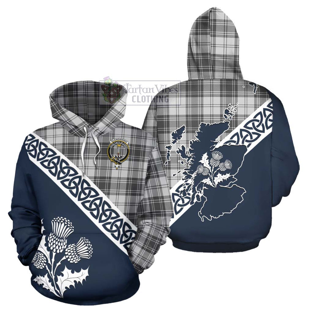 Glendinning Tartan Hoodie Featuring Thistle and Scotland Map Zip Hoodie - Tartan Vibes Clothing