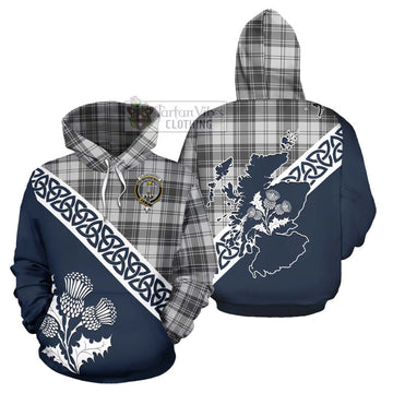 Glendinning Tartan Hoodie Featuring Thistle and Scotland Map Zip Hoodie - Tartan Vibes Clothing