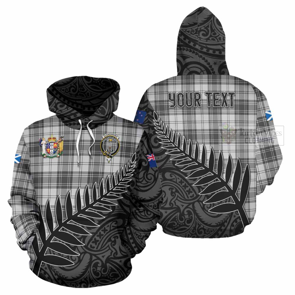 Tartan Vibes Clothing Glendinning Crest Tartan Hoodie with New Zealand Silver Fern Half Style