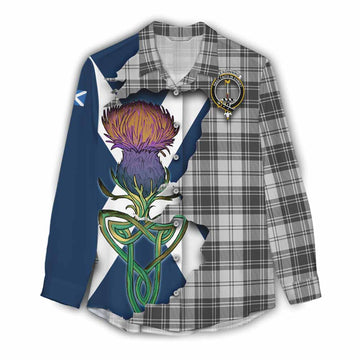 Tartan Vibes Clothing Glendinning Tartan Family Crest Women's Casual Shirt Scottish Thistle Celtic Inspired