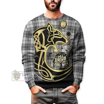 Glendinning Tartan Sweatshirt with Family Crest Celtic Wolf Style Unisex - Tartan Vibes Clothing