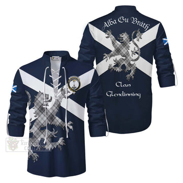 Glendinning Tartan Lion Rampant Ghillie Kilt Shirt Proudly Display Your Heritage with Alba Gu Brath and Clan Name Men - Tartan Vibes Clothing