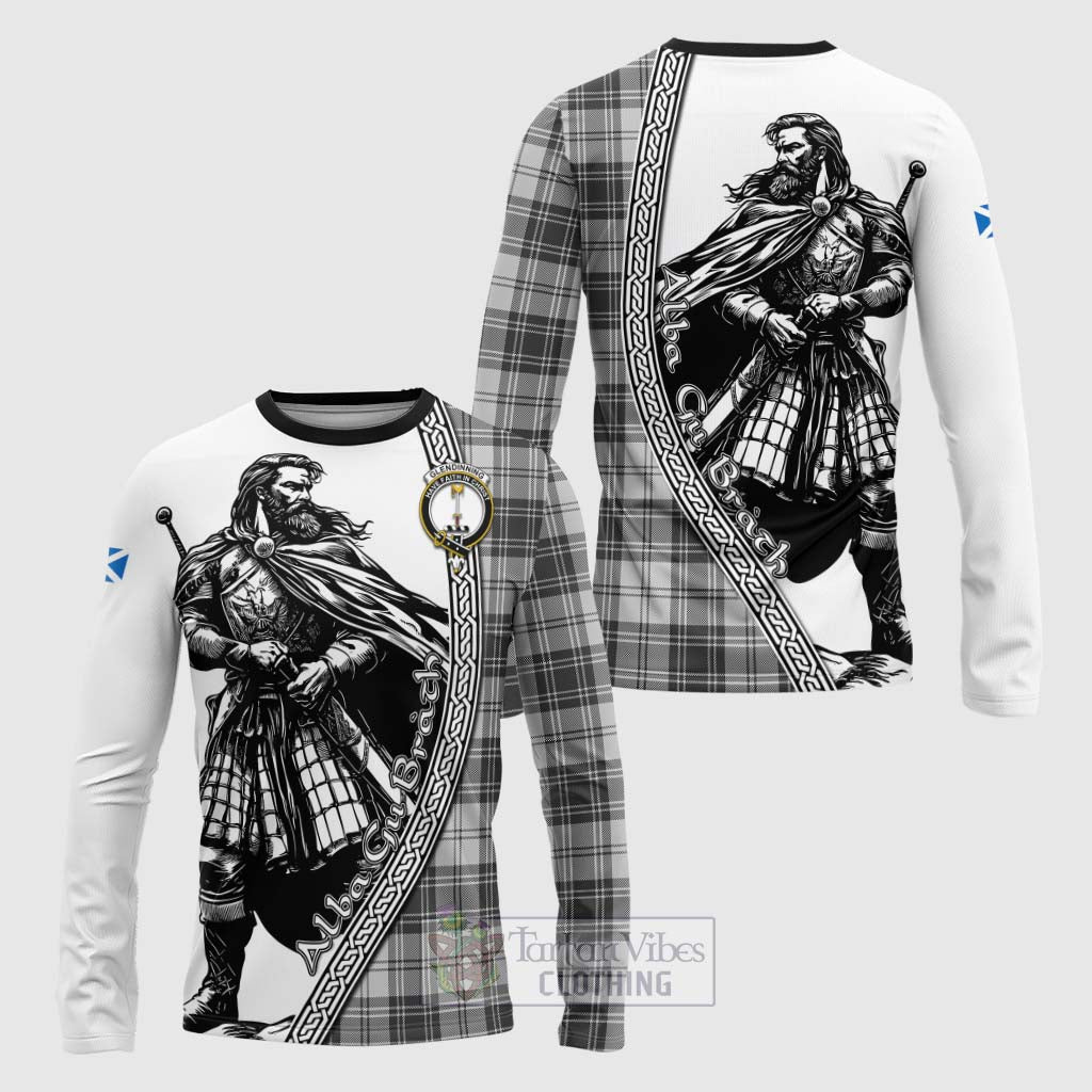Glendinning Tartan Clan Crest Long Sleeve T-Shirt with Highlander Warrior Celtic Style Unisex - Tartan Vibes Clothing