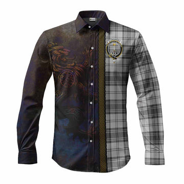 Glendinning Tartan Family Crest Long Sleeve Button Shirt Alba Gu Brath Be Brave Lion Ancient Style