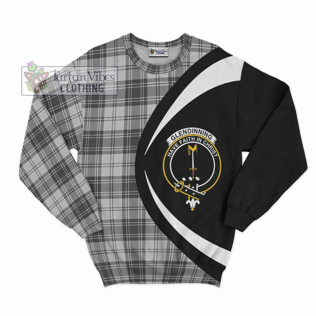 Glendinning Tartan Sweatshirt with Family Crest Circle Style Unisex - Tartan Vibes Clothing