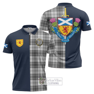 Glendinning Tartan Zipper Polo Shirt Alba with Scottish Lion Royal Arm Half Style