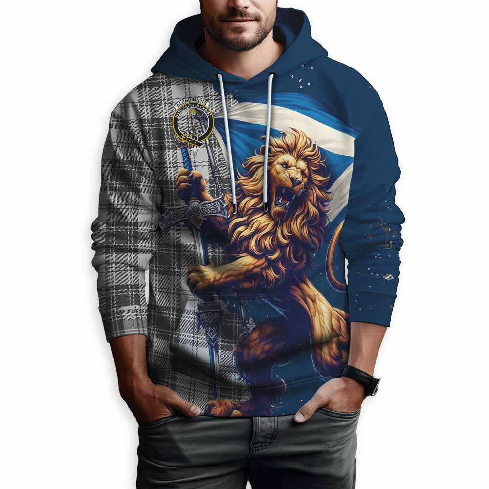 Glendinning Tartan Family Crest Hoodie with Scottish Majestic Lion Zip Hoodie - Tartan Vibes Clothing