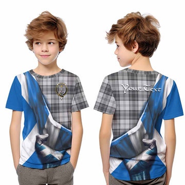 Tartan Vibes Clothing Glendinning Tartan Kid T-Shirt with Family Crest Scotland Patriotic Style