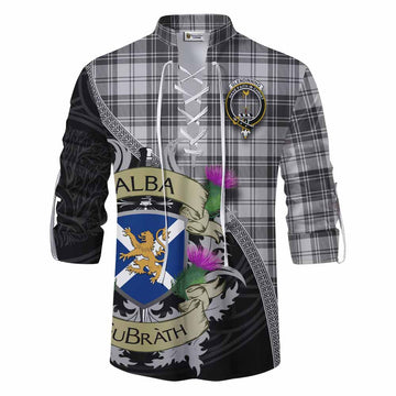 Glendinning Tartan Family Crest Ghillie Kilt Shirt Lion Rampant Royal Thistle Shield Celtic Inspired Men - Tartan Vibes Clothing