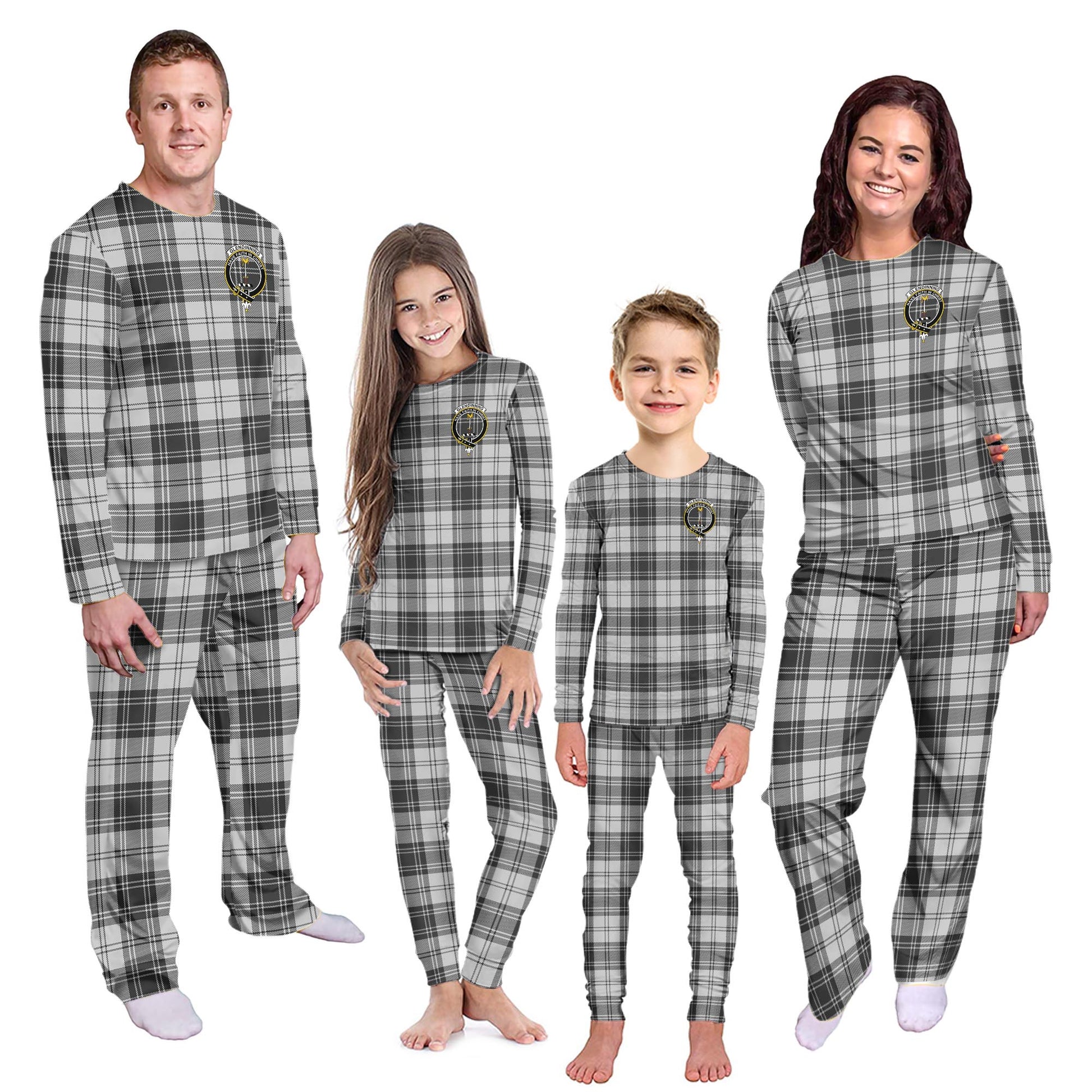 Glendinning Tartan Pajamas Family Set with Family Crest Kid - Tartan Vibes Clothing
