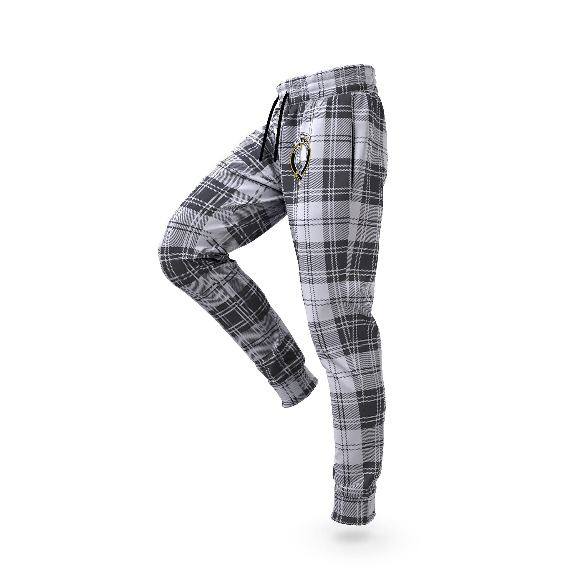 Glendinning Tartan Joggers Pants with Family Crest S - Tartan Vibes Clothing