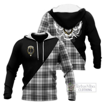 Glendinning Tartan Knitted Hoodie with Family Crest and Military Logo Style Unisex Knitted Pullover Hoodie - Tartan Vibes Clothing