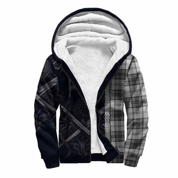 Glendinning Tartan Sherpa Hoodie with Family Crest Cross Sword Thistle Celtic Vibes Unisex S - Tartan Vibes Clothing