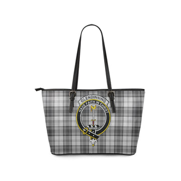 Glendinning Tartan Leather Tote Bag with Family Crest - Tartan Vibes Clothing