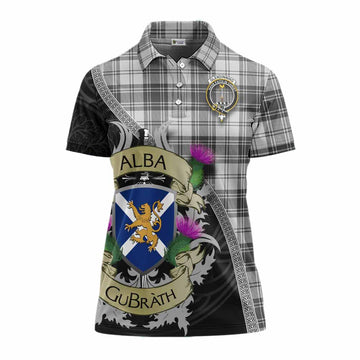 Glendinning Tartan Family Crest Women's Polo Shirt Lion Rampant Royal Thistle Shield Celtic Inspired Women - Tartan Vibes Clothing
