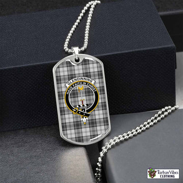 Glendinning Tartan Dog Tag Necklace with Family Crest Silver No - Tartan Vibes Clothing