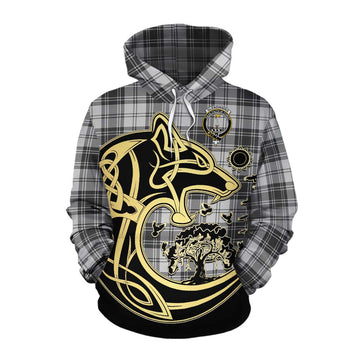 Glendinning Tartan Cotton Hoodie with Family Crest Celtic Wolf Style Pullover Hoodie XS - Tartan Vibes Clothing