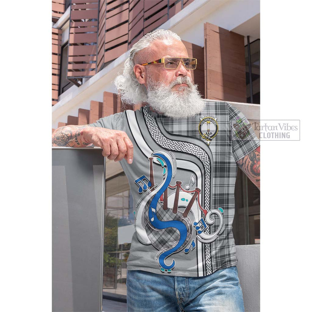Tartan Vibes Clothing Glendinning Tartan Cotton T-shirt with Epic Bagpipe Style