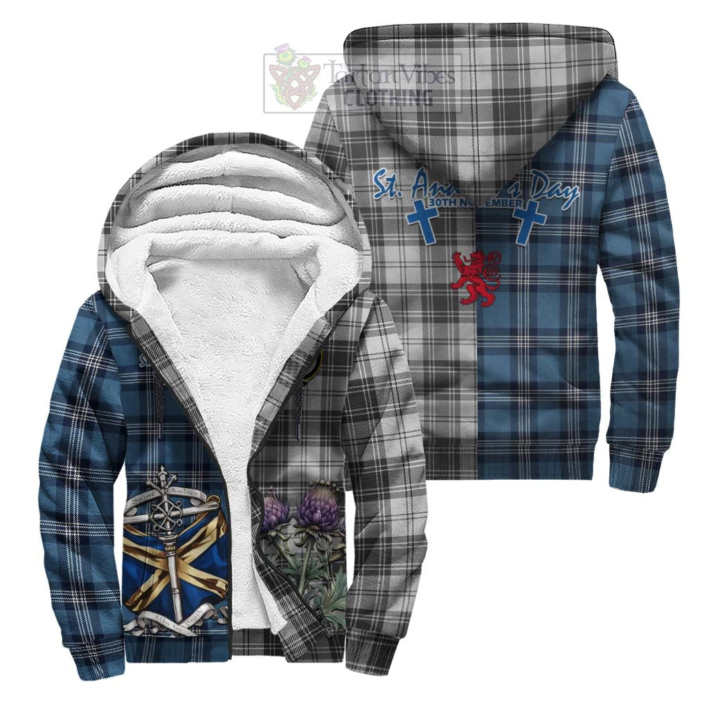 Glendinning Tartan Sherpa Hoodie Happy St. Andrew's Day Half Tartan Style Unisex S - Tartan Vibes Clothing