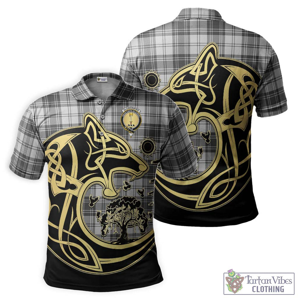 Glendinning Tartan Polo Shirt with Family Crest Celtic Wolf Style Kid - Tartan Vibes Clothing