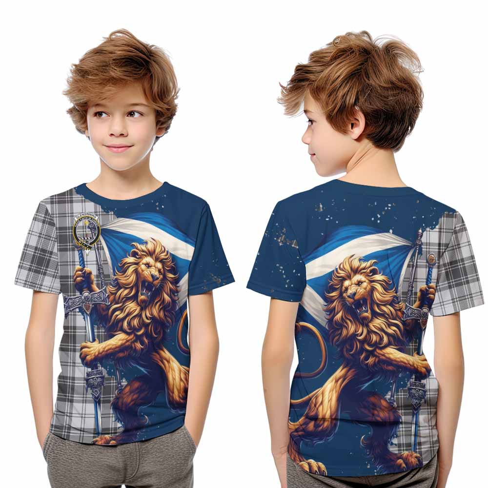 Glendinning Tartan Family Crest Kid T-Shirt with Scottish Majestic Lion Youth XL Size14 - Tartan Vibes Clothing