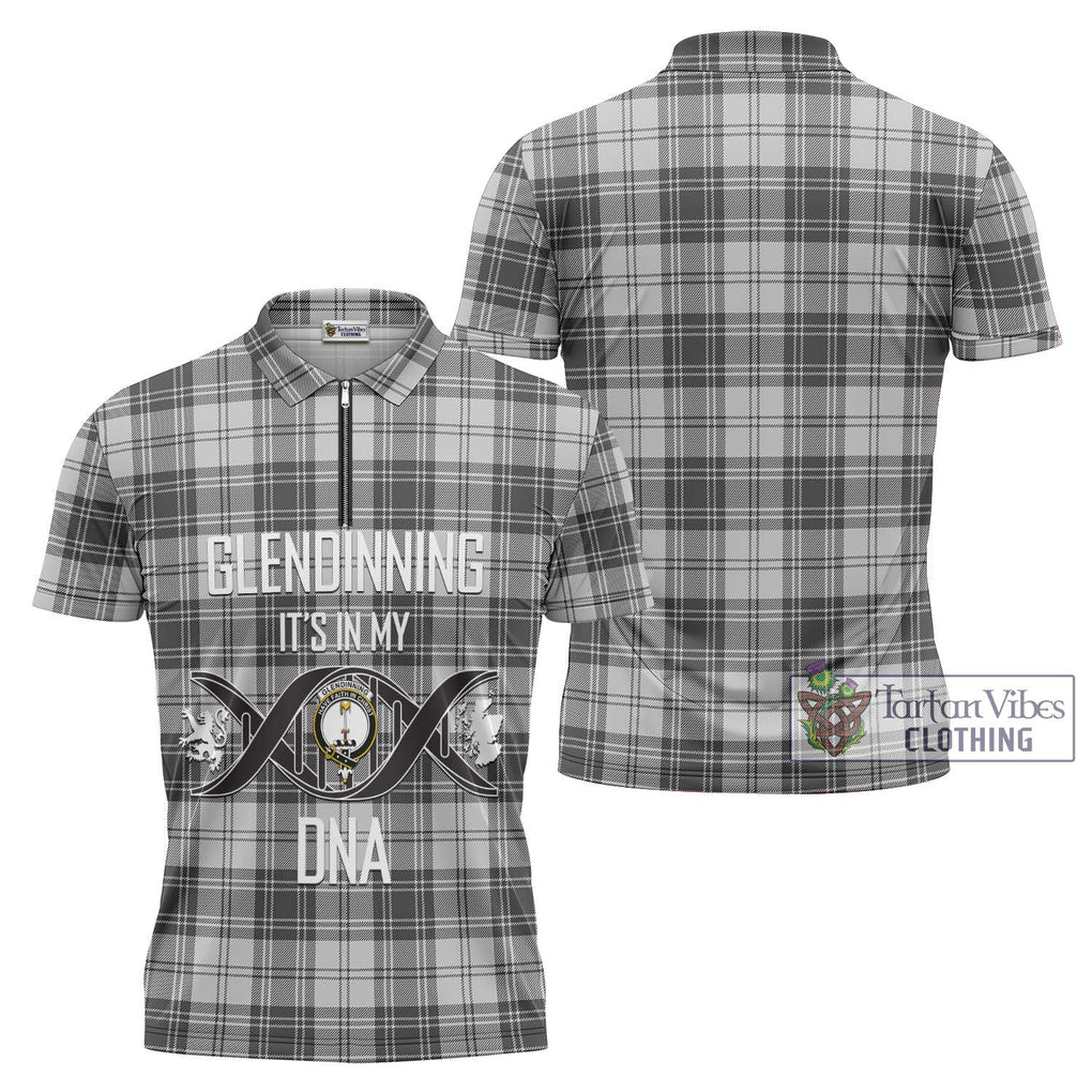 Glendinning Tartan Zipper Polo Shirt with Family Crest DNA In Me Style Unisex - Tartanvibesclothing Shop