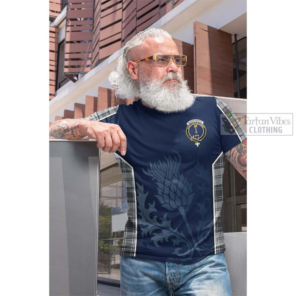 Tartan Vibes Clothing Glendinning Tartan Cotton T-shirt with Family Crest and Scottish Thistle Vibes Sport Style