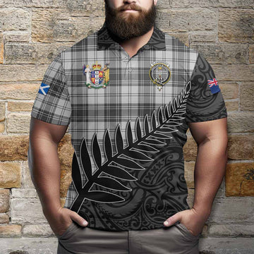 Glendinning Crest Tartan Polo Shirt with New Zealand Silver Fern Half Style
